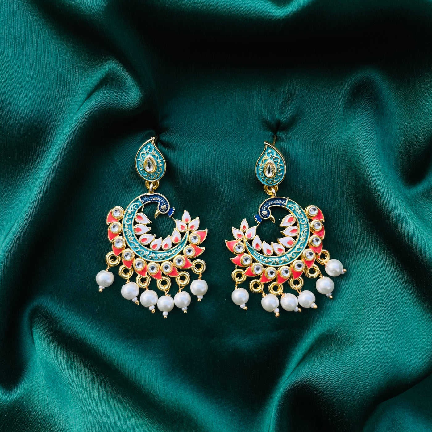 Meenakari peacock earrings