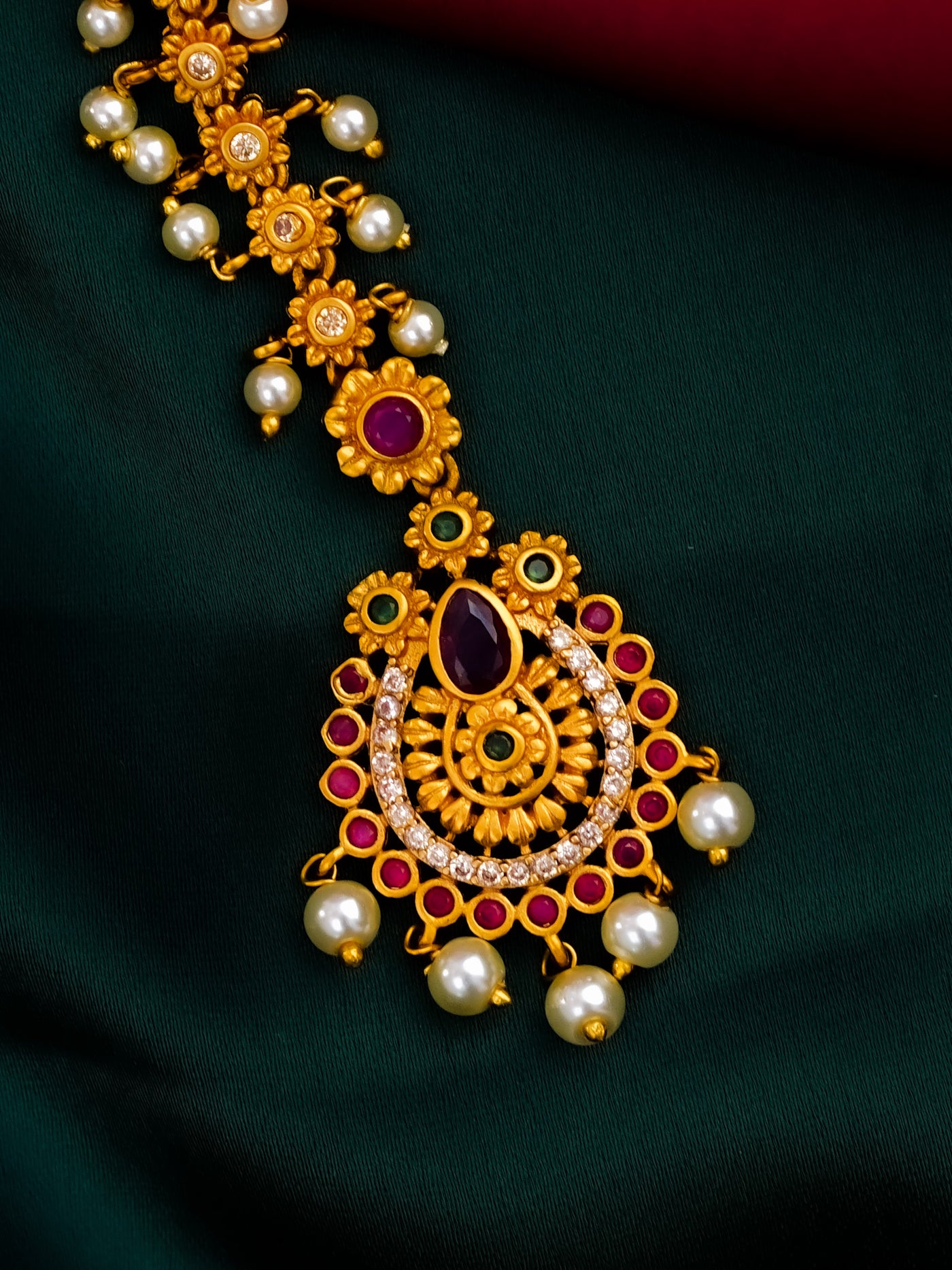 Real Kemp Maang Tikka | Papidi billa | Pearl Maang Tikka | Hair Jewellery | Head jewellery | South Indian Wedding Jewellery Essentials | Gold Alike Maang Tikka | Kids Maang Tikka