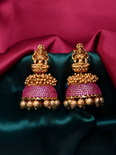 Antique Lakshmi Jhumkas | Heavy Lakshmi Jhumkas |Temple Jhumkas Earrings Online | Bridal Jhumkas |Wedding Lakshmi Jhumkas | Real Kemp Lakshmi Jhumka Earrings