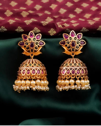High Quality Artificial Real Kemp Jhumkas with pearls