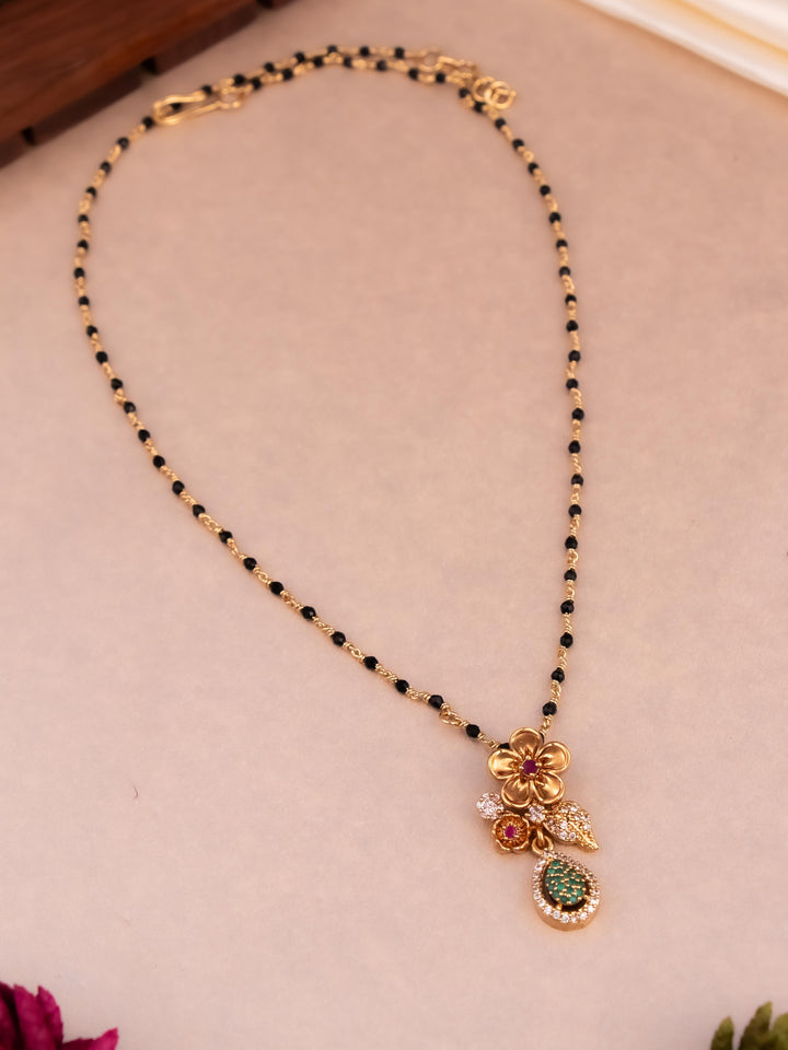 Gold Nallapusalu Designs Grams Gold Black Beads Chain Buy Flower