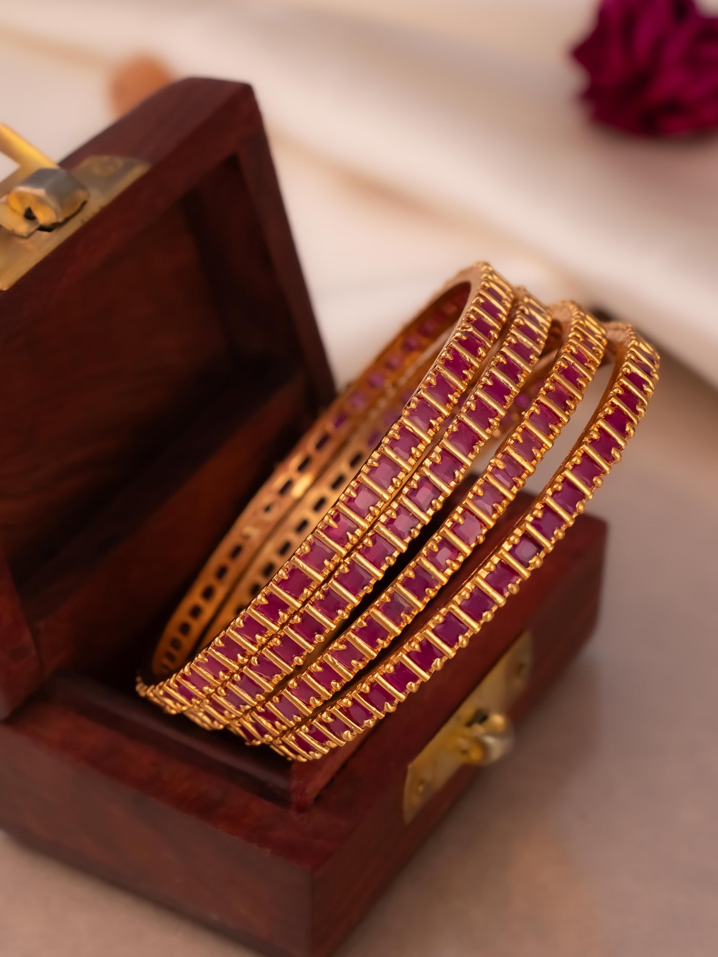 Shop Square Ruby Stone Bangles Online – Imperial Tara