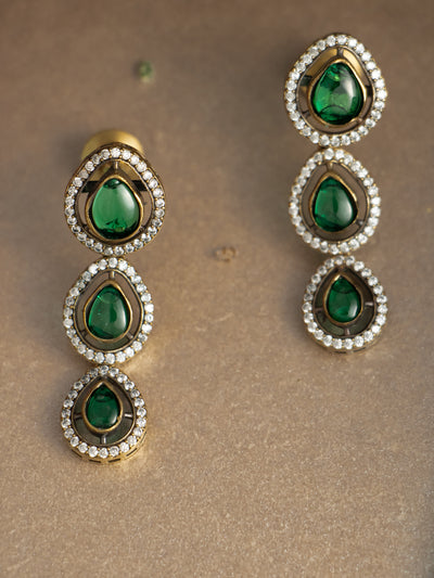 Three Step Drop Earrings in Victorian Polish