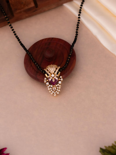 New arrival gold plated ruby modern  style pendant mangalsutra   
