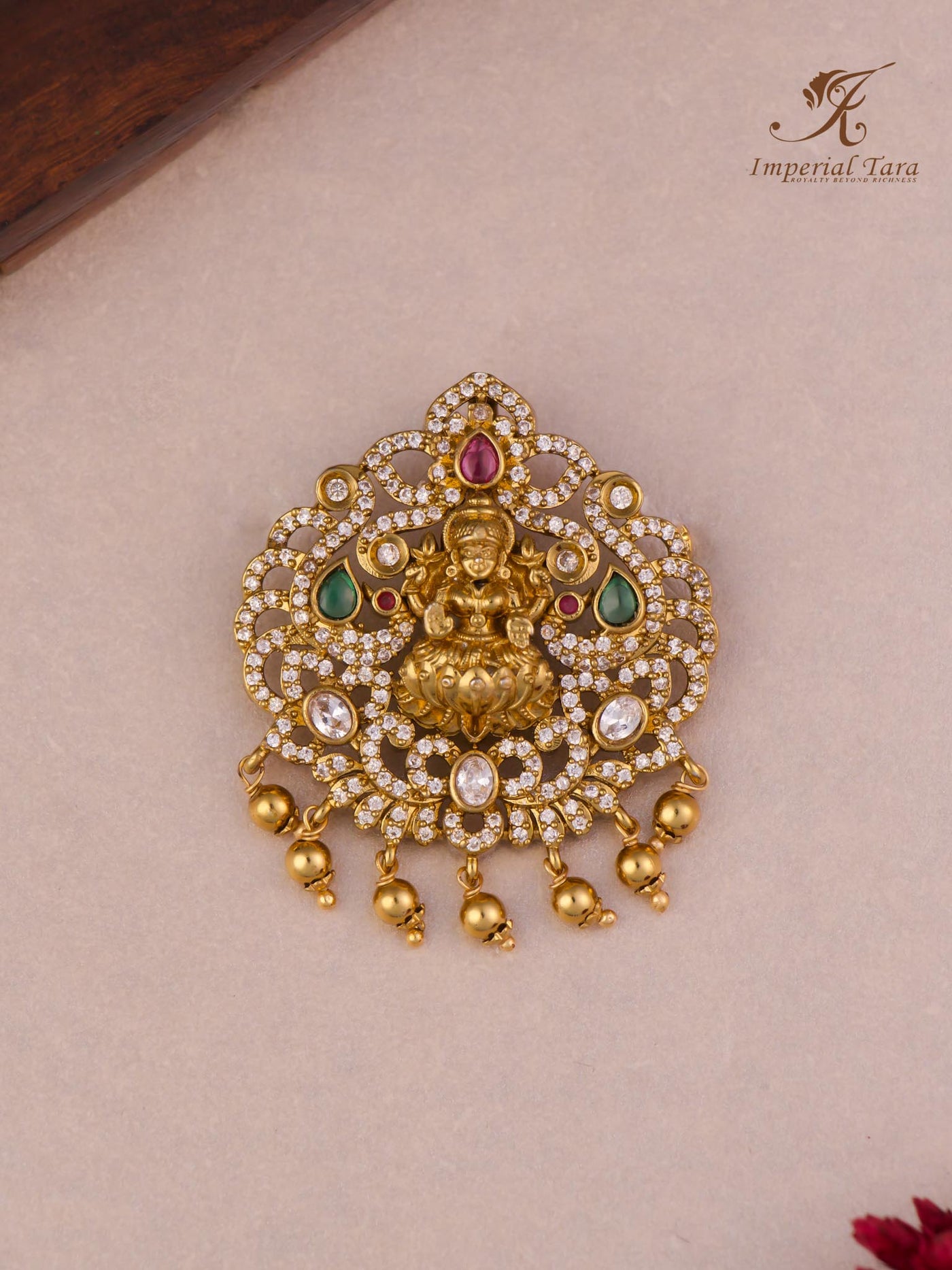 Details of Lakshmi pendant from house of Imperial Tara. Shop now for best prices.