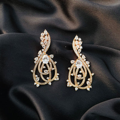 Rose Gold plated American diamond Earrings