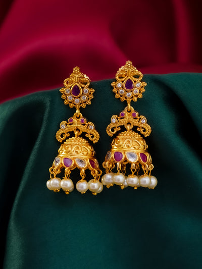 Simple gold alike jhumkas 