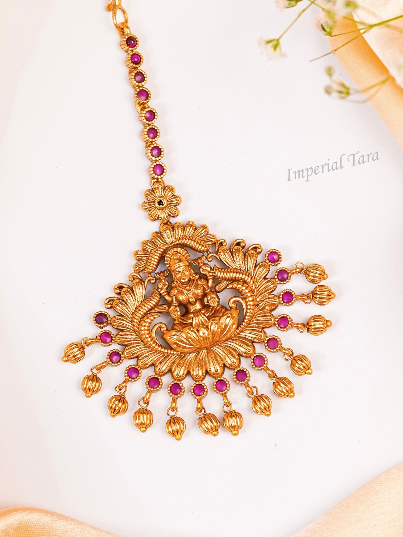  kemp Maang Tikka | Bridal Maang Tikka | shop Lakshmi maang tikkas online | hair accessories | south indian wedding jewellery |  Gold alike maang tikka