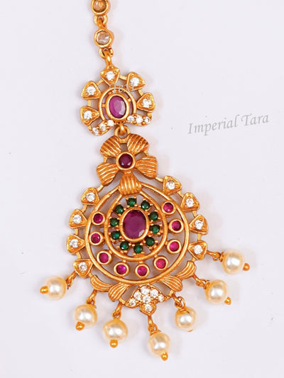  Ruby emerald gold plated maang tikka | south indian bride | Pearl Maang tikka | simple maang tikka designs | Latest maang tikka designs | nethi chutti online 