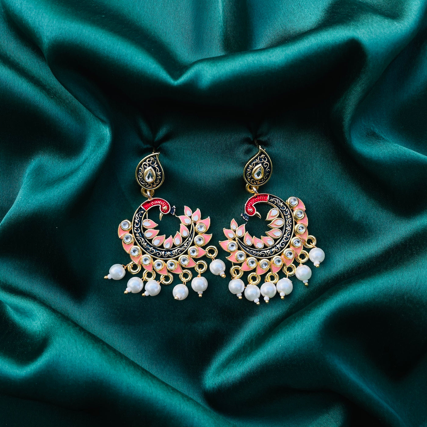 Meenakari peacock earrings