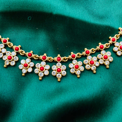 Detail coral flower single line necklace set