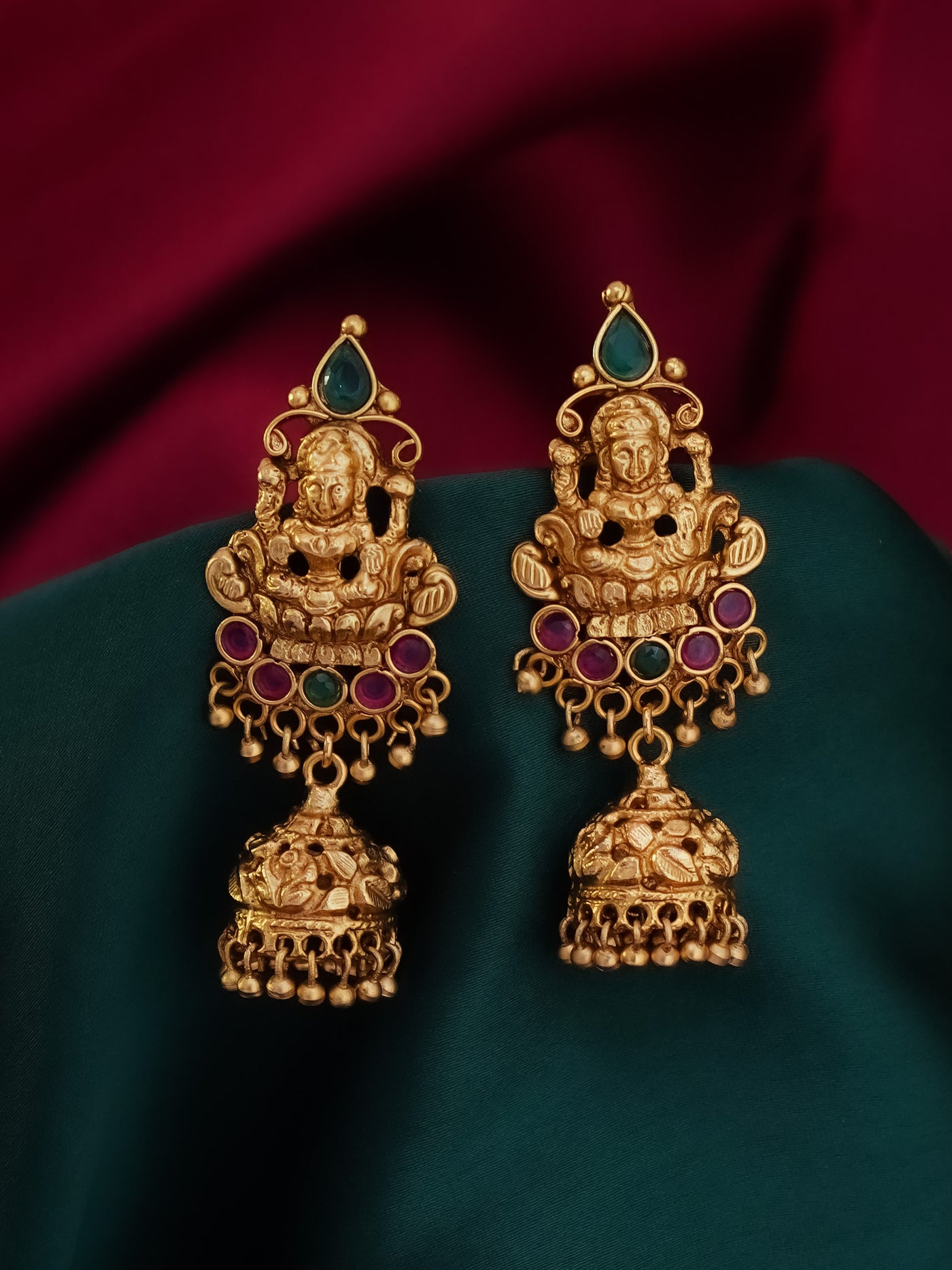 Real kemp Lakshmi jhumkas 