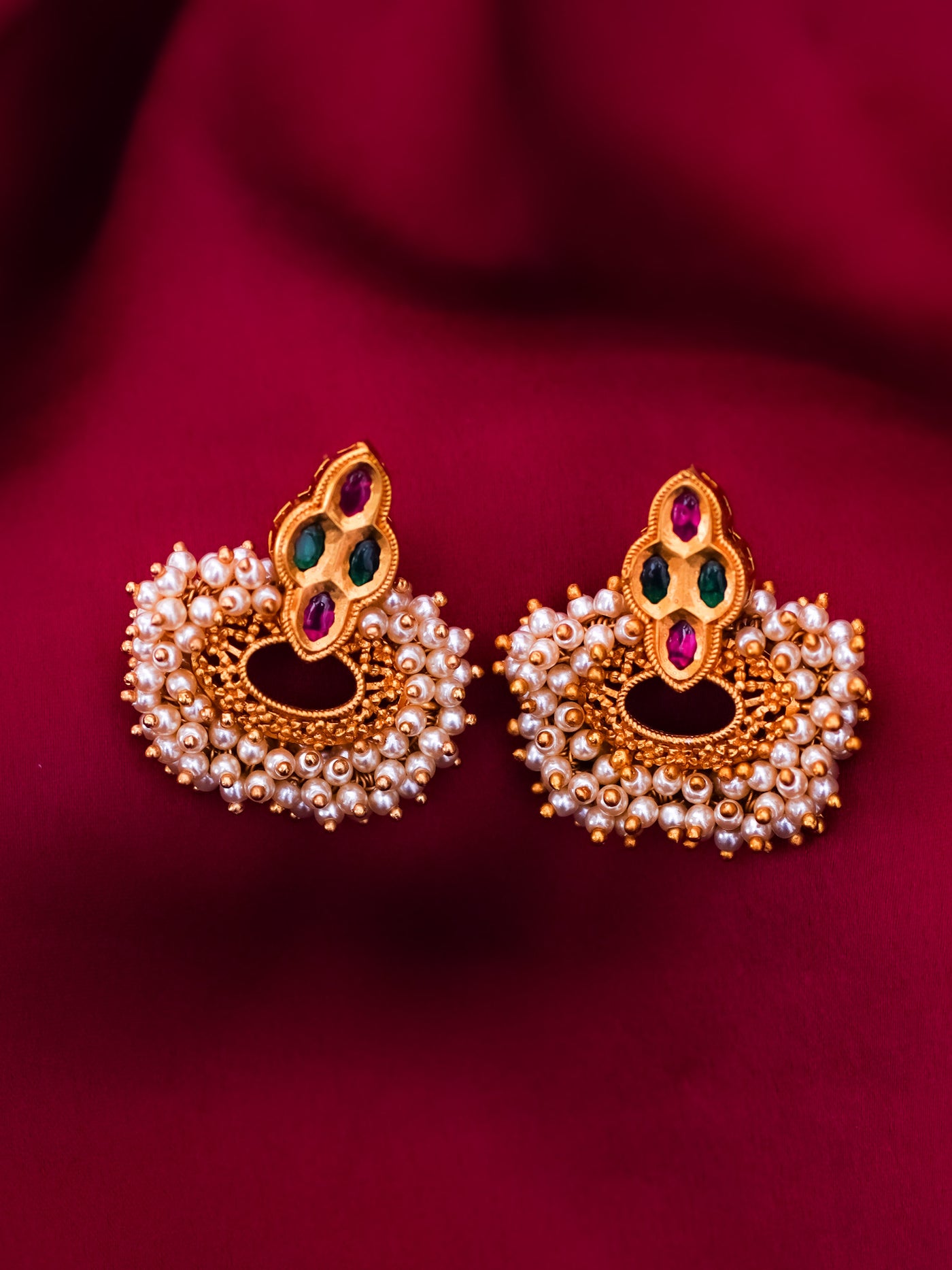 Guttapusalu Earrings | kemp Studs | Temple Studs | South Indian Guttapusalu Earrings | Real kemp Jewellery