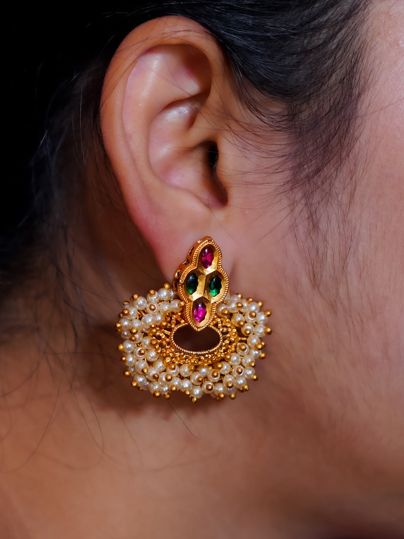 Guttapusalu Earrings | kemp Studs | Temple Studs | South Indian Guttapusalu Earrings | Real kemp Jewellery