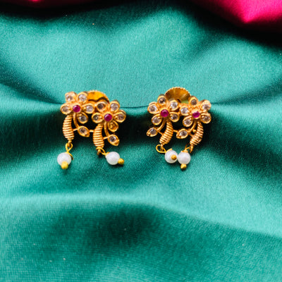 flower stud temple earrings