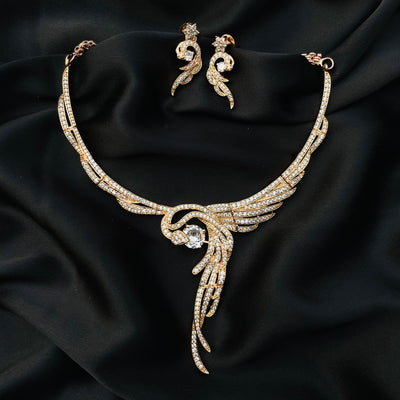 Unique  rose gold american diamond  necklace set