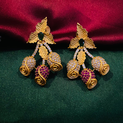 Imperial Tara Gold Plated 3D Flower Bud Designed Necklace Set