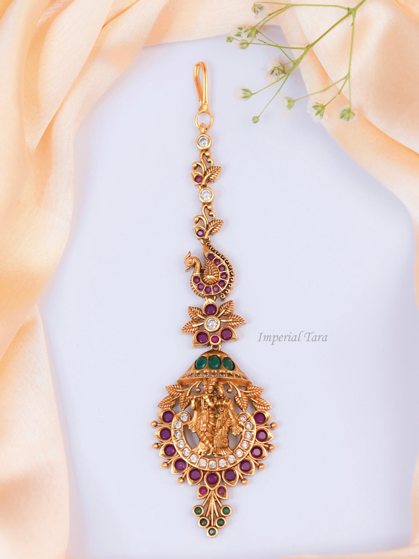  Radha Krishna Maang Tikka | Antique Maang Tikka Online | Temple Jewellery Maang Tikka | Papidi Billa Designs Online | Nethi Chutti For Wedding | South Indian Style Maang Tikka | Real Kemp Maang Tikka Price.