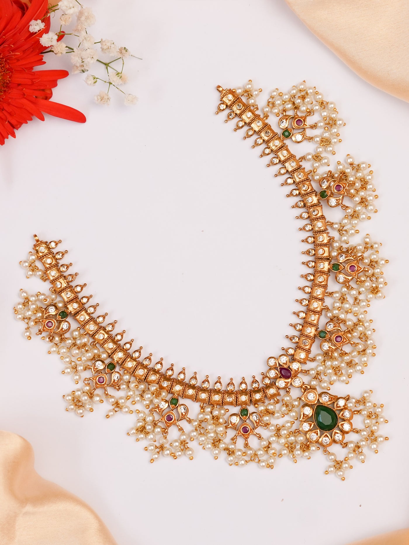 Guttapusalu necklace | Guttapusalu necklace online | Kemp Guttapusalu princess necklace | pearl necklace | Traditional jewellery | wedding jewellery