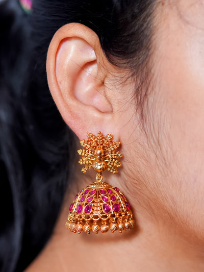 Peacock Jhumkas | Real Kemp Jhumkas | Temple Jhumkas | Ruby Jhumkas | Ethnic Jhumkas 