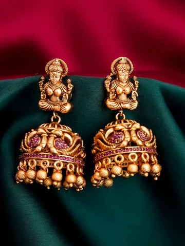 Traditional Jhumkas | Lakshmi Peacock Jhumkas | Temple Jhumkas | South India Lakshmi Earrings | Traditional Earrings