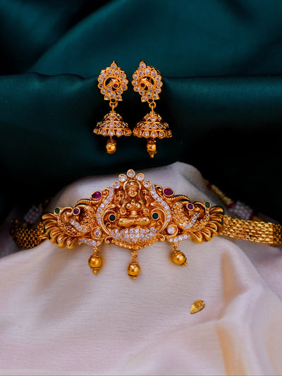 Lakshmi choker,gold look alike temple choker,lakshmi choker,simple temple choker,temple jewellery 