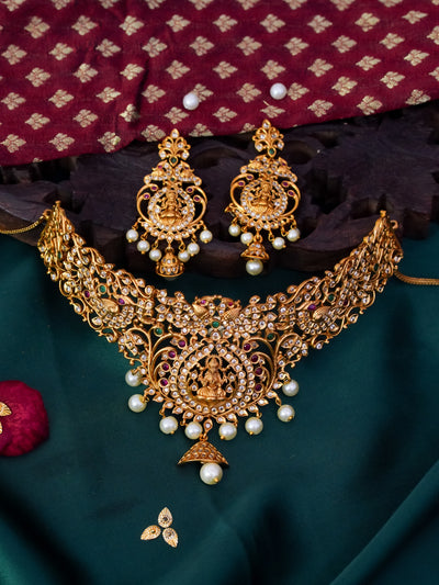 bridal lakshmi choker,temple choker,laskmi pearl choker,temple jewellery, choker online