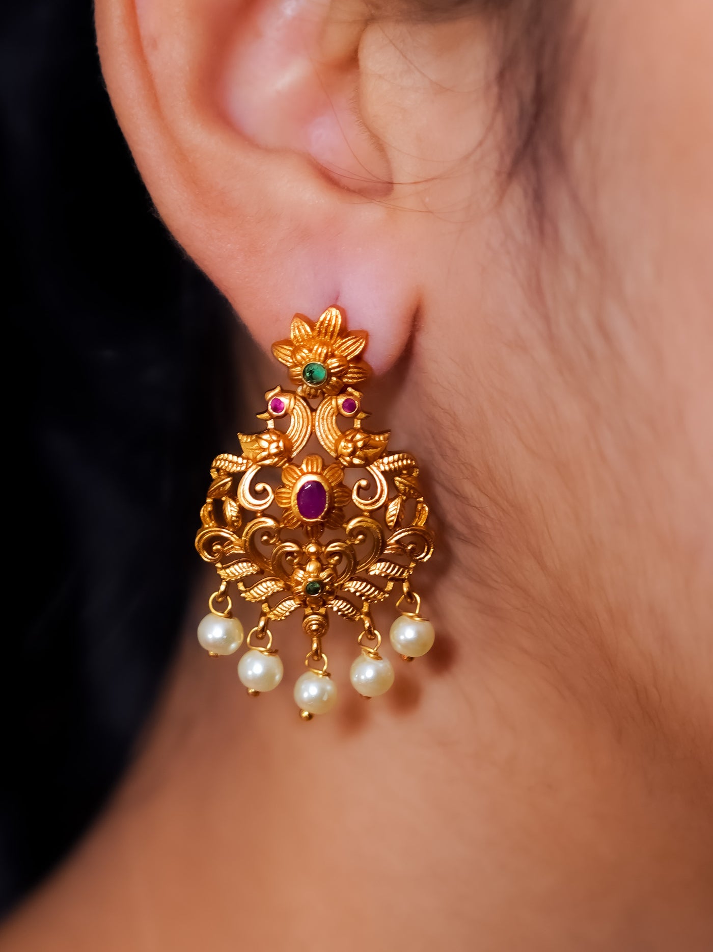 Mukta Mayuri Chandbali Earrings