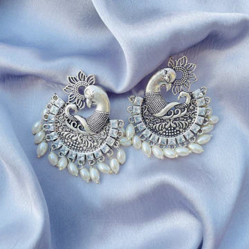 German silver Peacock earrings